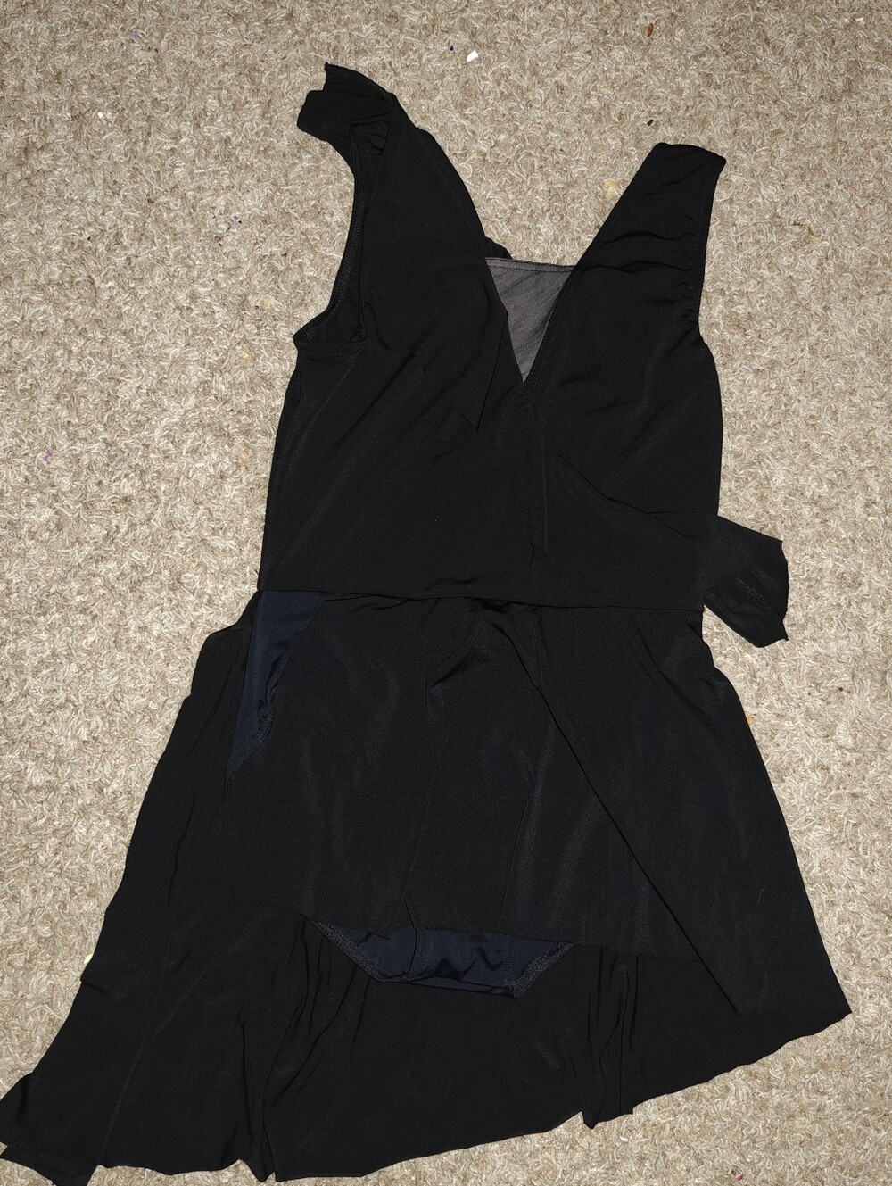 Balera Black Ruffle Wrap Asymmetrical Skirted Ballet Dance Leotard Large Child